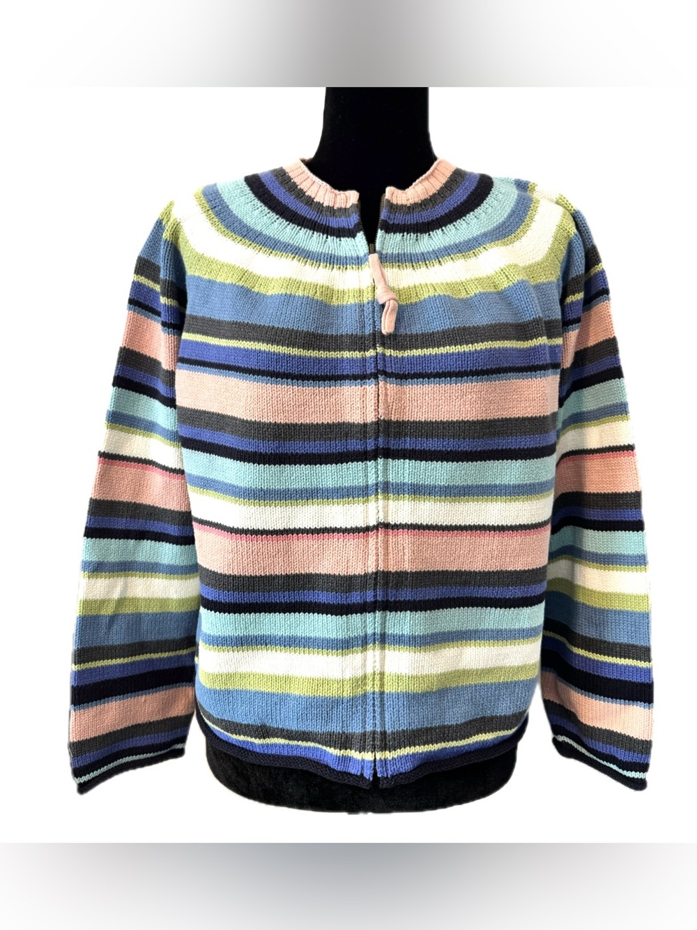 Petite XL Multicolor Stripe Zip Cardigan Sweater Liz Claiborne